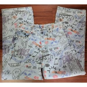 Graphic Wide-Leg Denium Jeans.